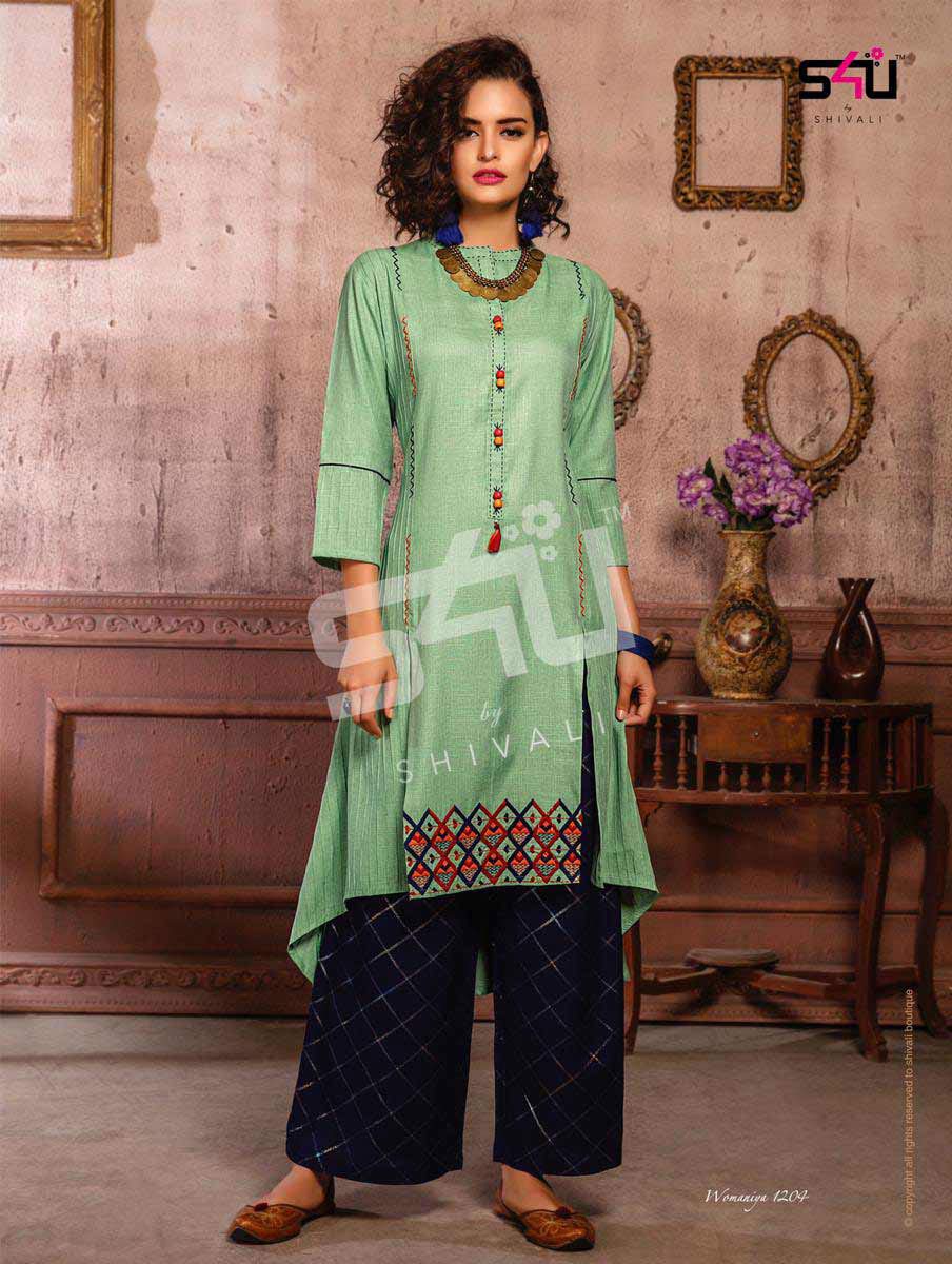Womaniya Vol 12 By S4u Beautiful Printed Kurties With Plazzo Womaniya Vol 12 By S4u Beautiful Printed Kurties With Plazzo